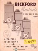 Bickford-Bickford 13\" thru 19\", Giddings Lewis Radial Drill, Operations Parts Manual 1963-13\"-15\"-17\"-19\"-01
